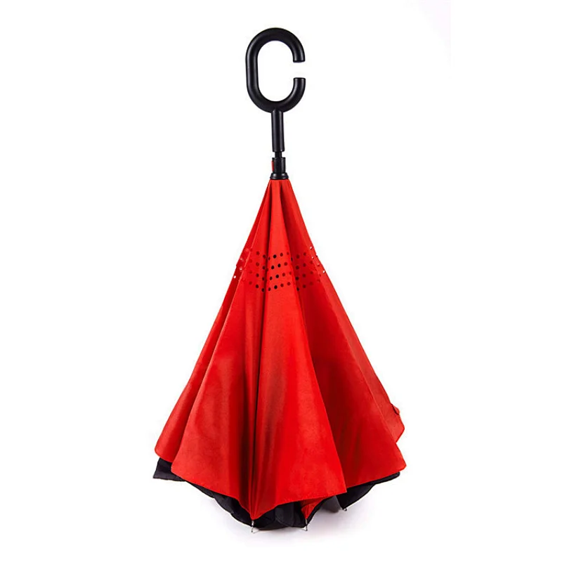 Fasion unique red color C rubber handle japanese kazbrella umbrellas inverted