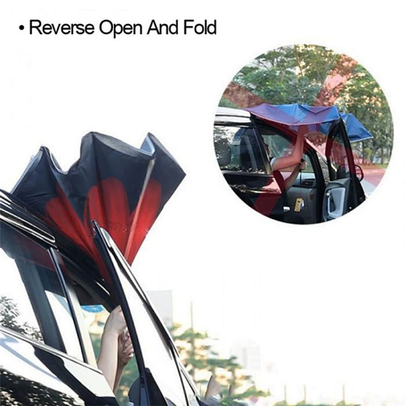 2018 New Design Products tela reflectante led linterna invertida paraguas recto