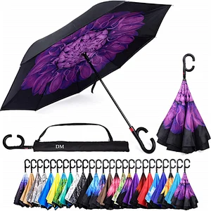 Reverse Inverted Inside Out Umbrella Upside Down UV Protection Unique Windproof C-Brella