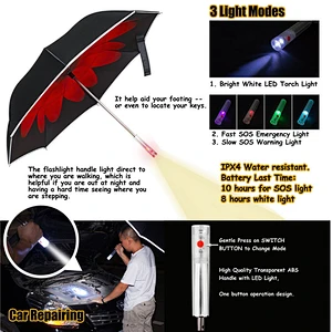 Productos chinos de calidad paraguas reversible con luz led
