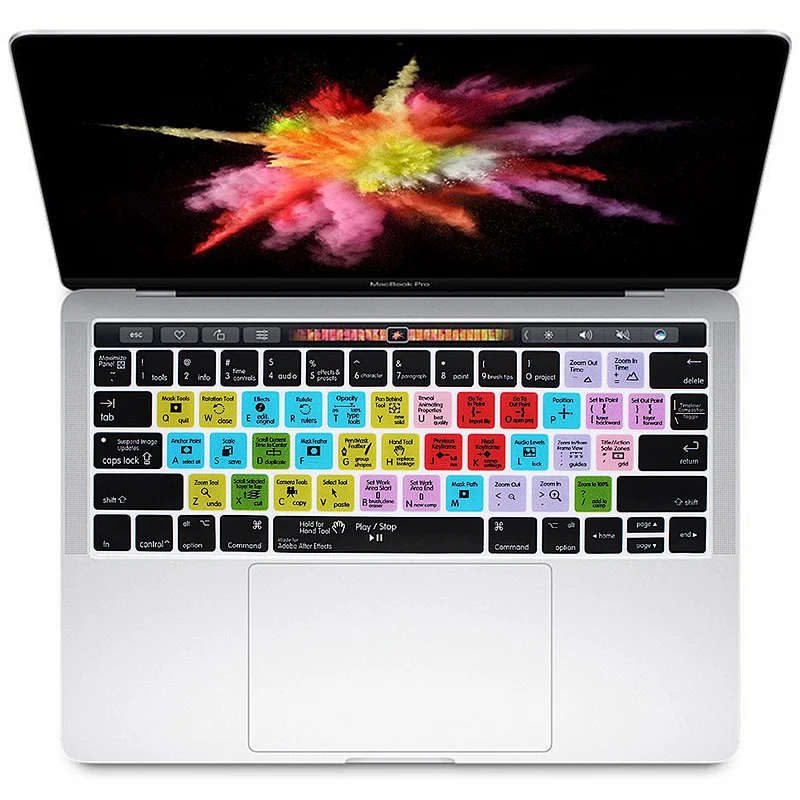 after effect keypad skins Shortcuts Silicone Keyboard Skin for macbook pro 15 touch bar a1707 display for macbook pro keypad