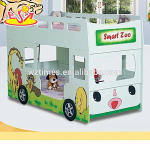 2017 wholesale wooden kids bus bunk bed high quality wooden kids bus bunk bed best sale wooden kids bus bunk bed W08A050
