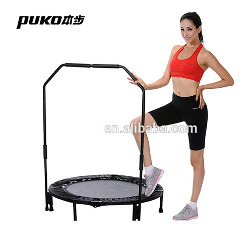 zhejiang factory spring 4-folding gym trampoline with stable handlebar