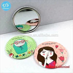 Personalized single side hand mirror promotion custom round tin mirror