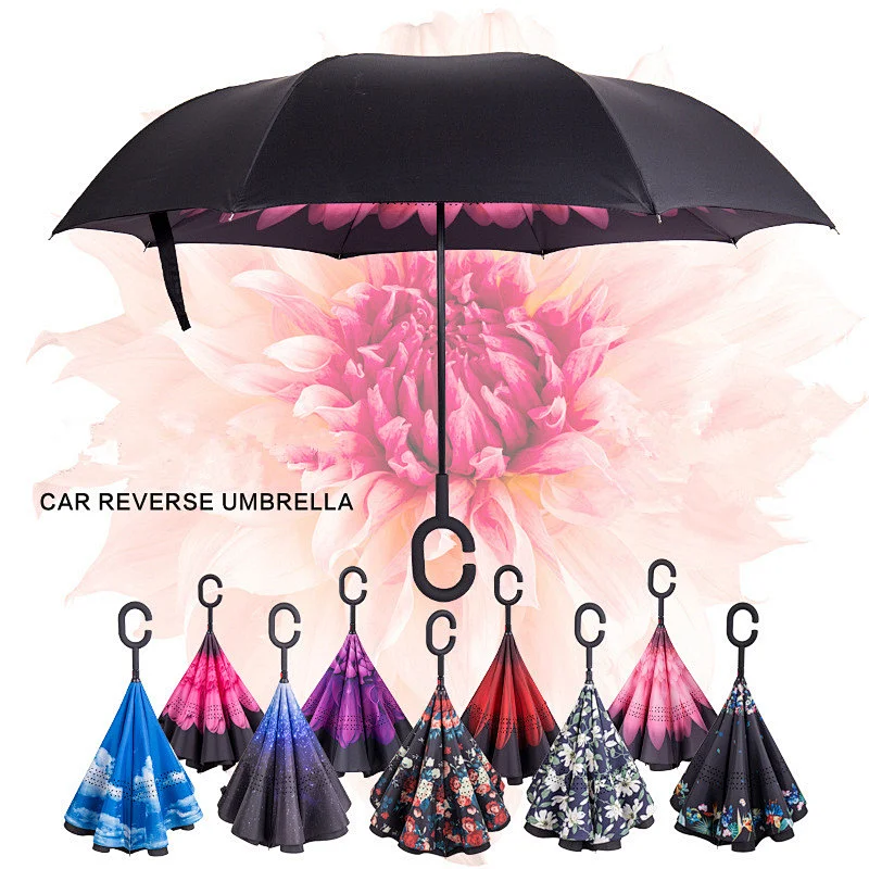 Double layer inside out 190T Pongee 23 inch inverted umbrella