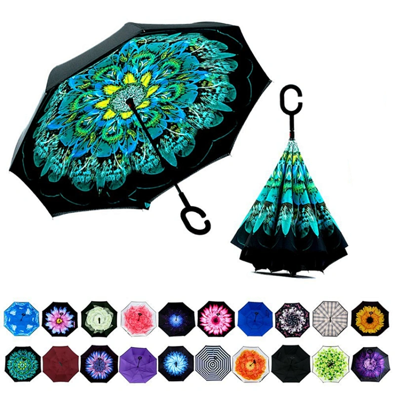 New products double layer windproof mini parapluie payung reverse folding umbrella