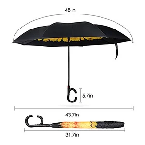 Reverse Inverted Auto Open Umbrella Upside Down Windproof Umbrellas for Women and Men