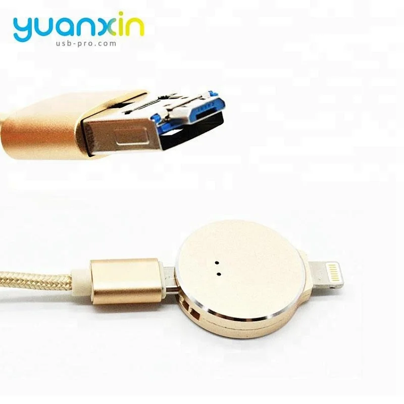 Round usb flash drive with cable