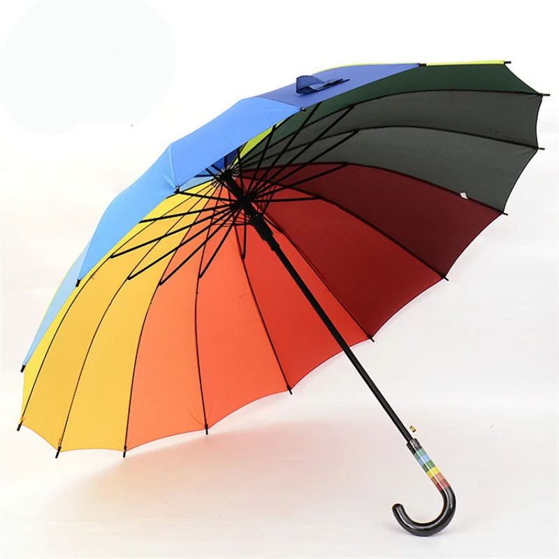 Full color printed 16k custom logo big straight rainbow umbrella