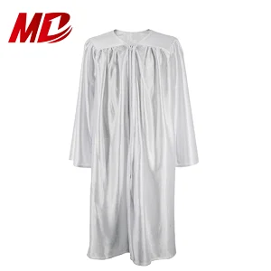 Factory Price Shiny White Kindergarten Graduation Cap Gown with Tassel