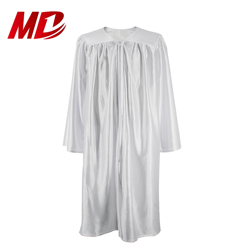 Factory Price Shiny White Kindergarten Graduation Cap Gown with Tassel