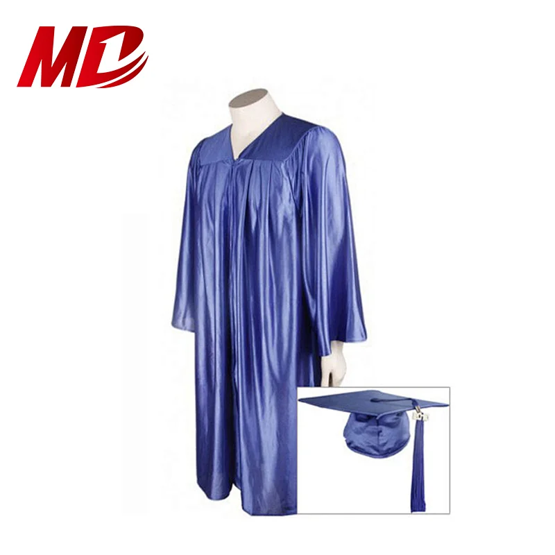 White Adult Shiny Graduation Gown Suit with Hat and Tassel