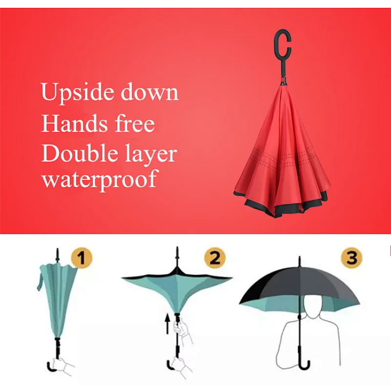 Double black inside full printing inverted umbrella for spare parts