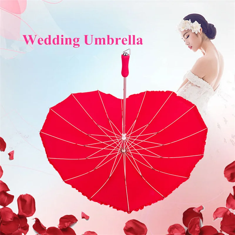 wholesale red color chinese decoration indian wedding Festival parasol heart umbrella