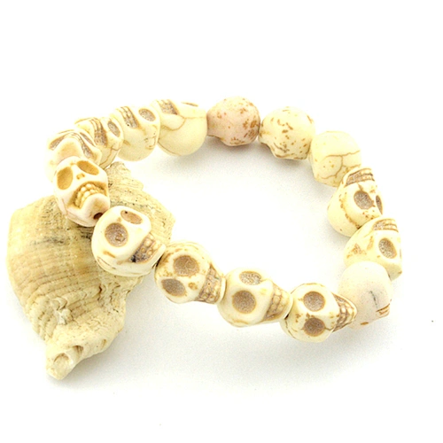 Newest handmade beaded stretch colorful resin skull bracelet with china