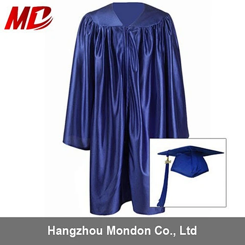 Royal Blue Shiny Children Graduation Gowns and Caps