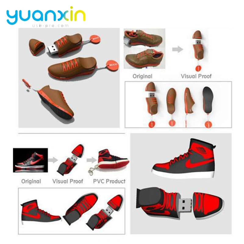 Your Customized Shoe Shape Branded Rubber PVC USB Flash Drive Giveaway Gift