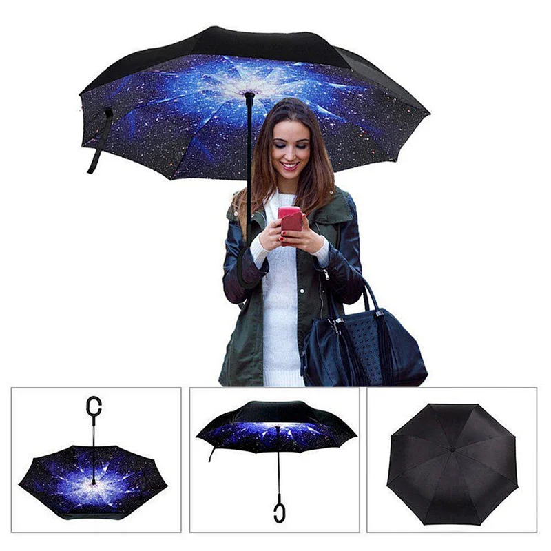 Fiberglass parapluie inverse starry night Inverted Umbrella