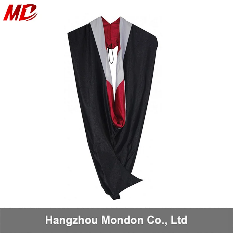 Deluxe Bachelor White/Red/White Academic Gowns and Hoods