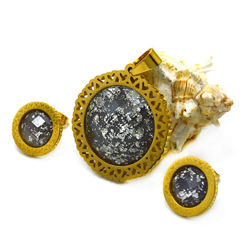 New arrival anniversary party gold plating stainless steel jewelry set