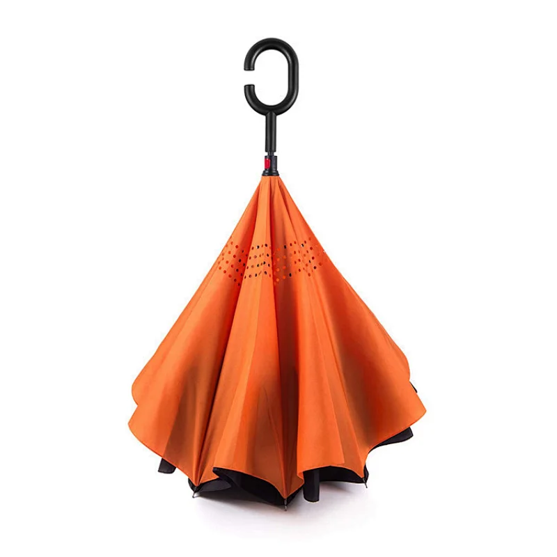 Best selling double layer solid color design custom reverse unbrellas inverted