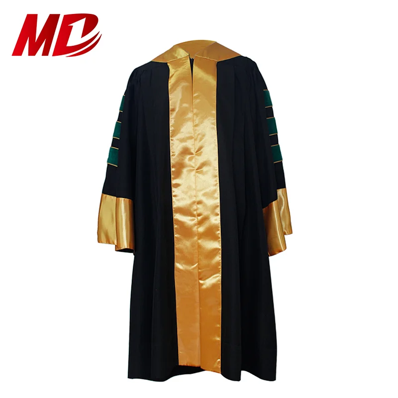 Wholesale Customized College Gold Robes for Graduation Gown