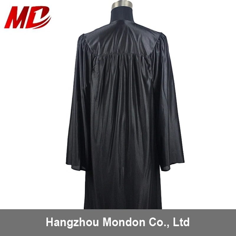 Hot Sale High School Black Shiny Graduation Gown In Stock