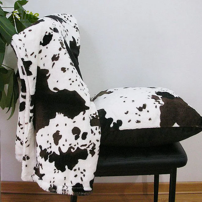 100% Polyester Cow printed PV fur Blanket