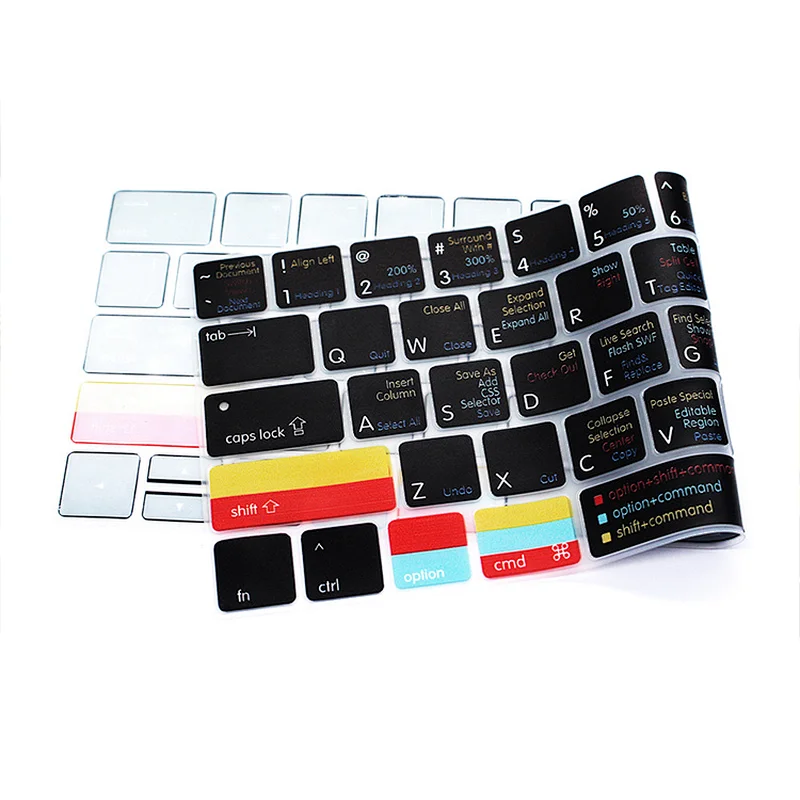 ado be dreamweaver shortcut keyboard protector Hot keys Silicone Keyboard Cover Laptop A1706 A1707 for macbook skin