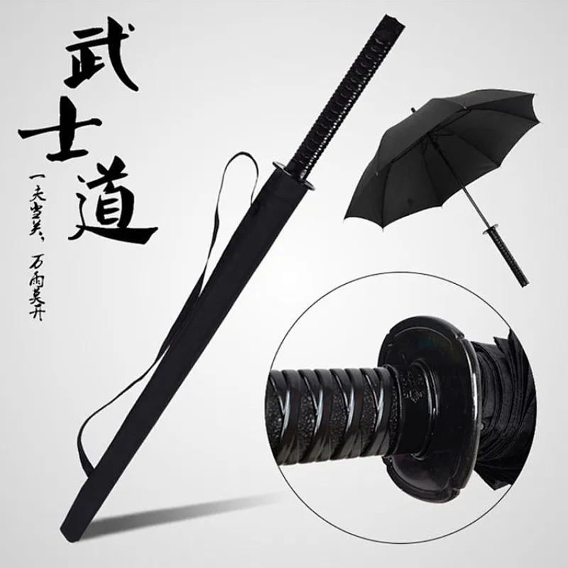 Japanese 8 / 16 / 24 Ribs Wind proof Black katana umbrella samurai sword umbrella