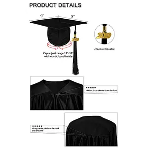 College High School 100% Shiny Polyester Graduation Caps Gowns and Tassels