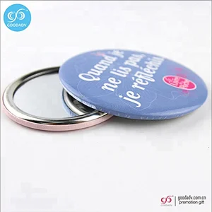 Personalized single side hand mirror promotion custom round tin mirror