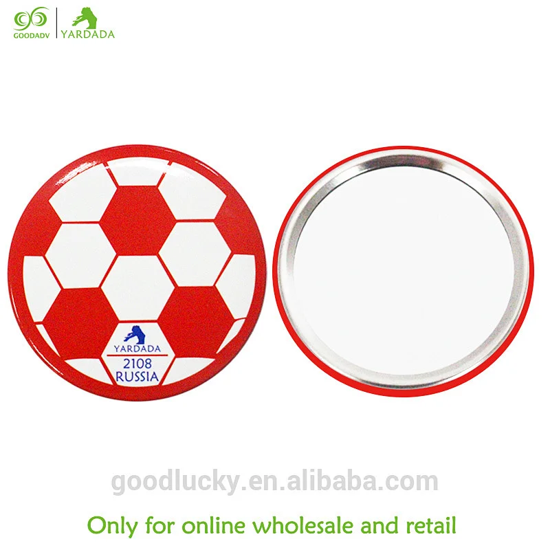 World Cup promotion advertising gifts circular 75mm Mini 5X cosmetic mirror, portable pocket mirror in stock