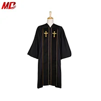 Wholesale Black Custom Design Wesley Style Clergy Robes choir robes with gold trim front