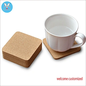 (3mm or 4mm thickness)cork blank coaster square shape with round corner cork coaster