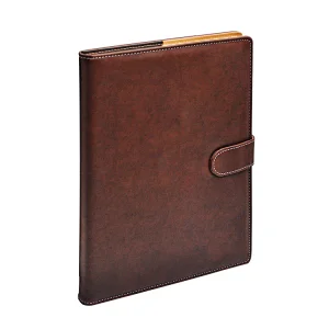 brown business leather organizer with magnet can custom logo in dembossing/hot foil with card holder and pockets