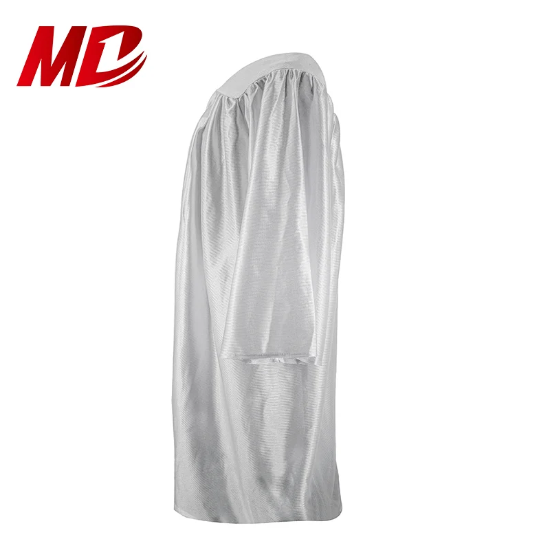 Factory Price Shiny White Kindergarten Graduation Cap Gown with Tassel