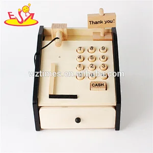 Wholesale top quality wooden role play cash register toy for toddlers early learning W10A066