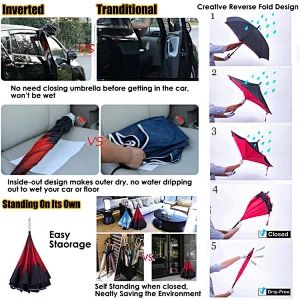 Chinese quality products reversible umbrella with led light