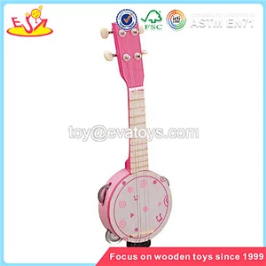 wholesale toy musical instrument wooden toddler guitar lovely pink wooden toddler guitar W07H021