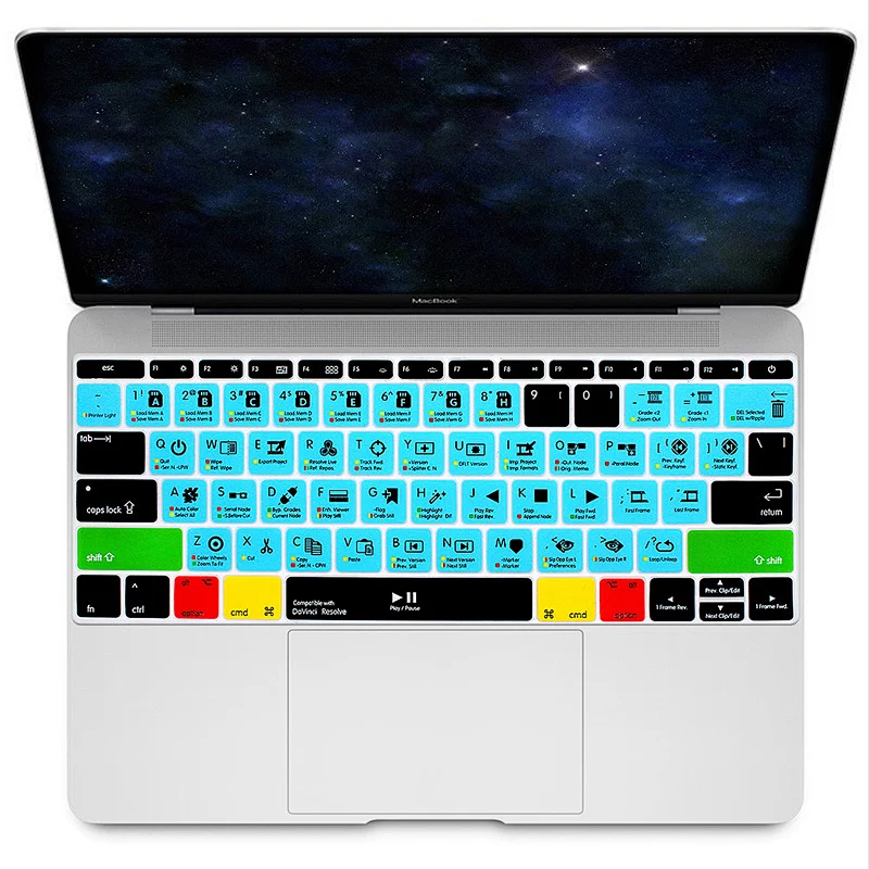 My Ali baba Hot Selling For Mac OSX Illustrator AI Davinci Reslove Silicone Shortcuts Keyboard Cover for mac retina 12 keyboard