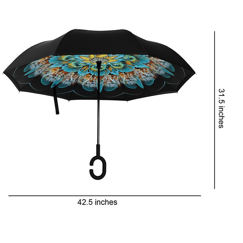 inflatable peacock magicbrella hook c handle reverse umbrella