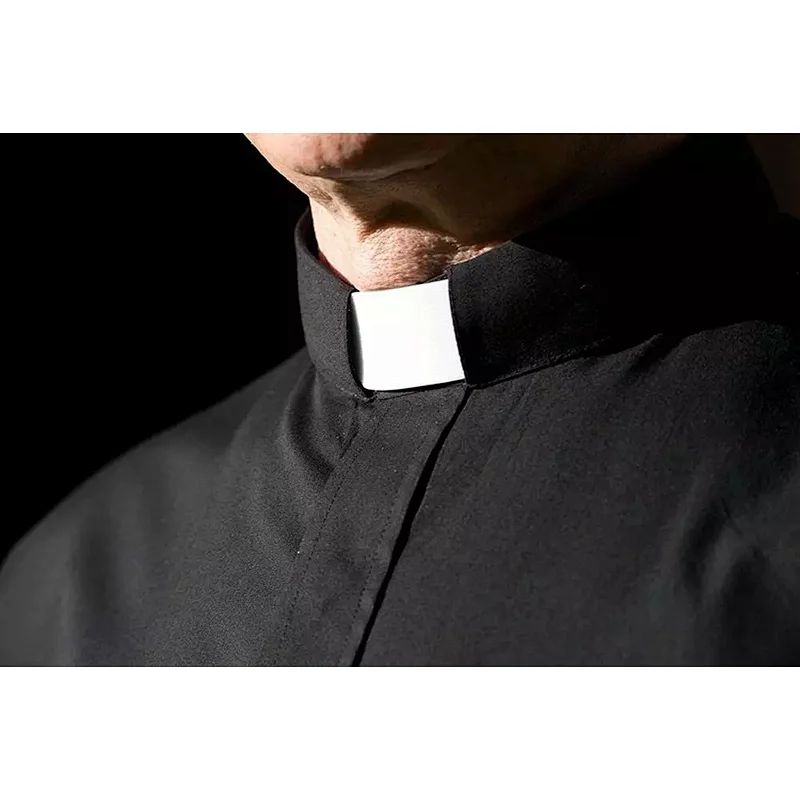 In Stock White Black Gray Blue Available Clergy Shirts for Men Priest