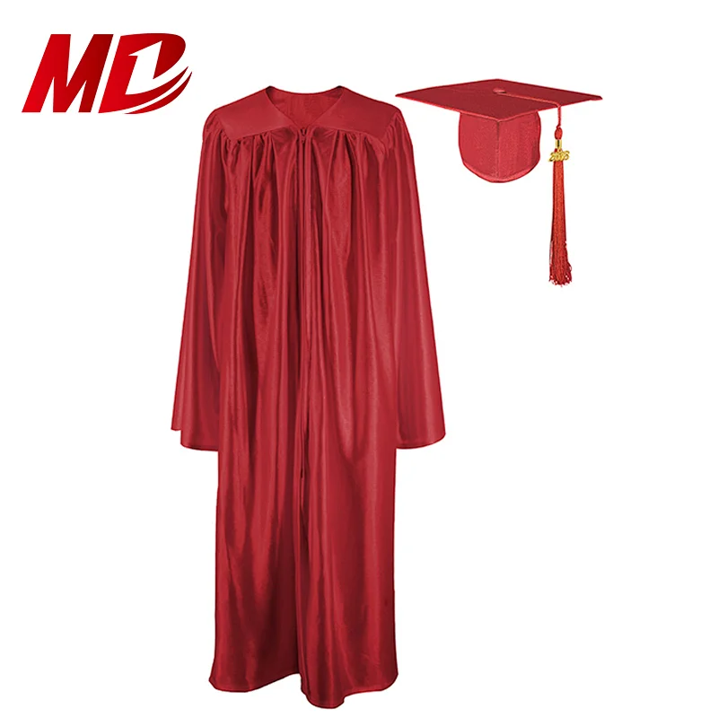 Wholesale Adult Shiny Maroon Graduation Gowns And Caps