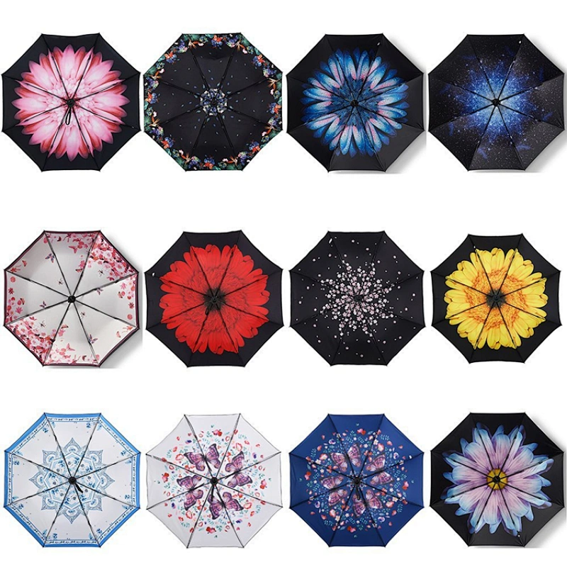 Compact Travel Umbrella for Women Anti-UV Sun Rain Blossom