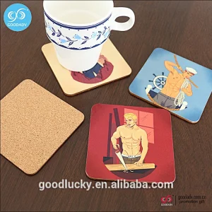 Promotion customized printed hot selling new designed family cleaning cork coasters
