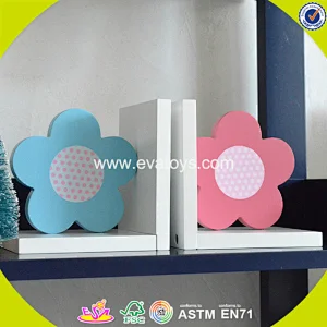 wholesale colorful children wooden flower bookend popular baby wooden flower bookend W08D052B