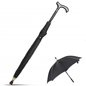 Heavy Duty Solid 2-In-1 Walking Sticks Umbrella ,UV Blocker & Windbreak Ribs Walking Cane Umbrella