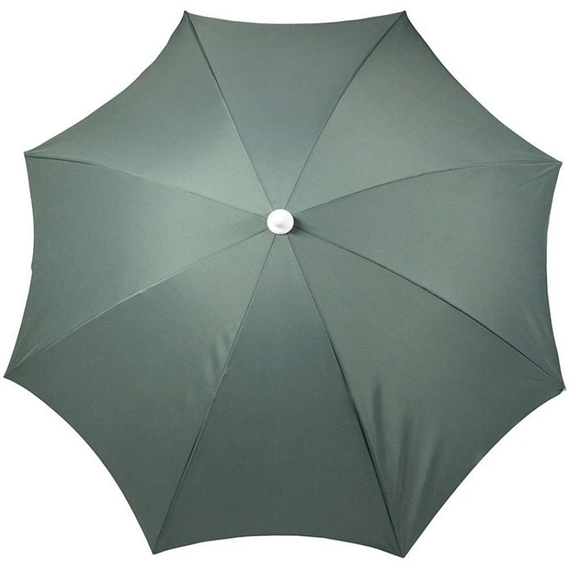 Sombrilla exterior grande con base de plástico.