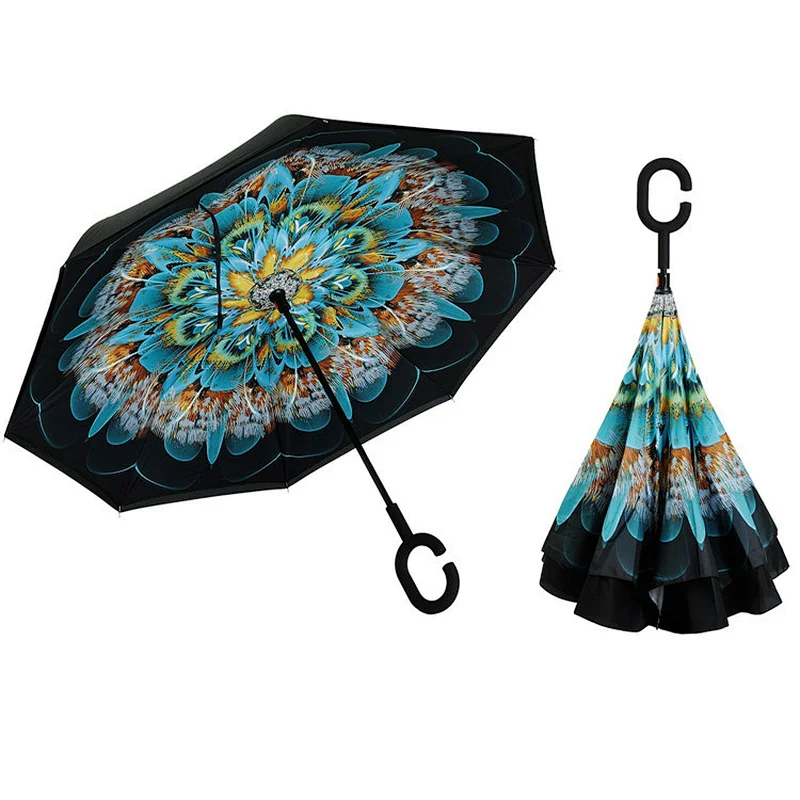 New products double layer windproof mini parapluie payung reverse folding umbrella